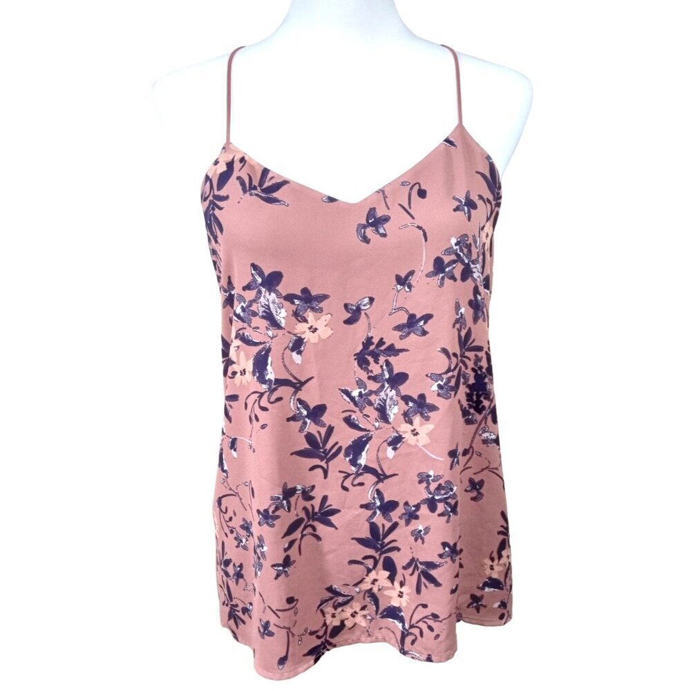 Clay Pink and Purple Floral Womens Blouse Spaghetti Strap Size Small